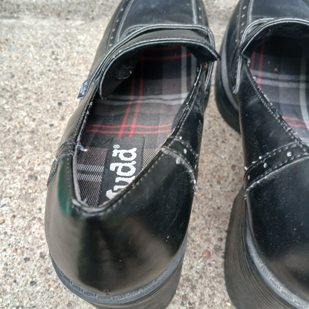 90's Vintage Mudd Y2K Black Chunky Block 3" Heel Platform Loafer Shoes Size 10 - Picture 8 of 11